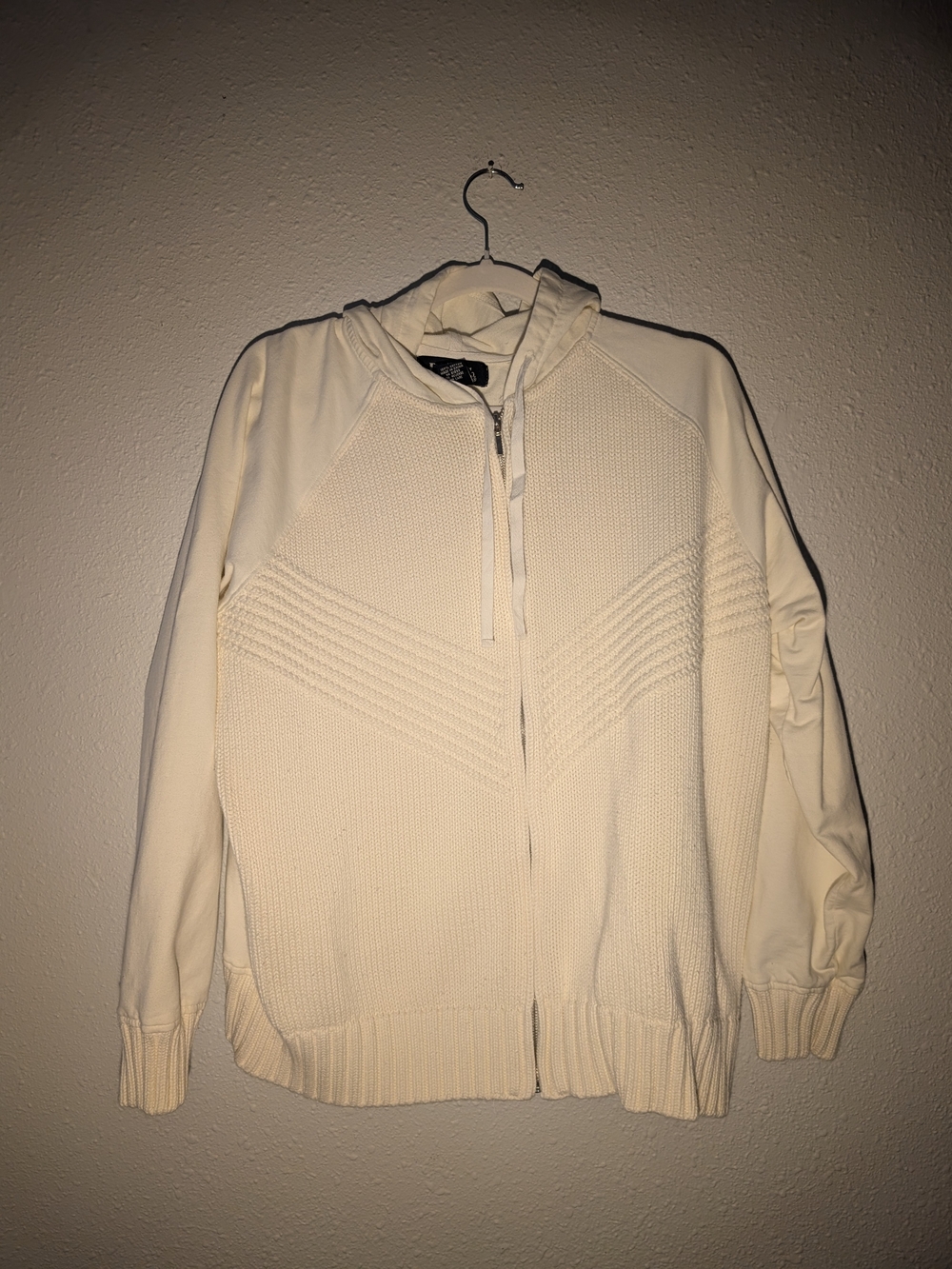 Denim & Co 1X 100% Cotton Cream Zipped Hoodie